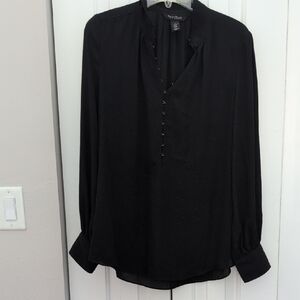 White House Black Market Black Button-Front Blouse